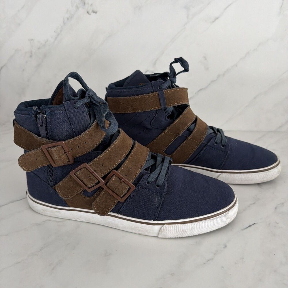Radii Straight Jacket VLC High Top Sneakers Men's US 10 Navy Blue Canvas Straps